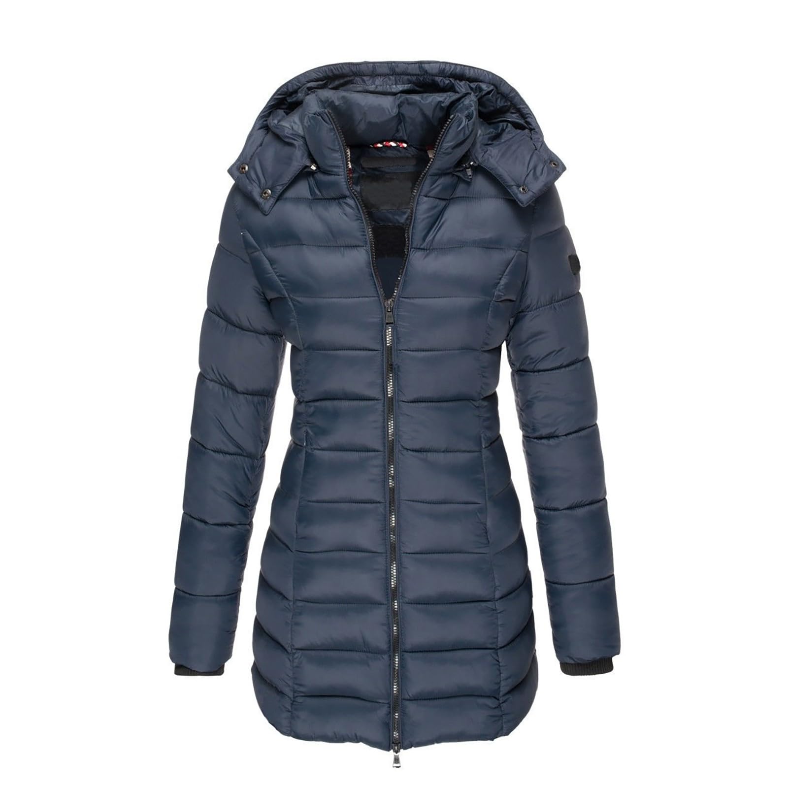 Generisch Winterjacke Damen Steppjacke Lang Leicht Daunenmantel Steppmantel mit Kapuze Warm Winddicht Wintermantel Mittellang Dicke Mantel Outdoor Gefüttert Daunenjacke