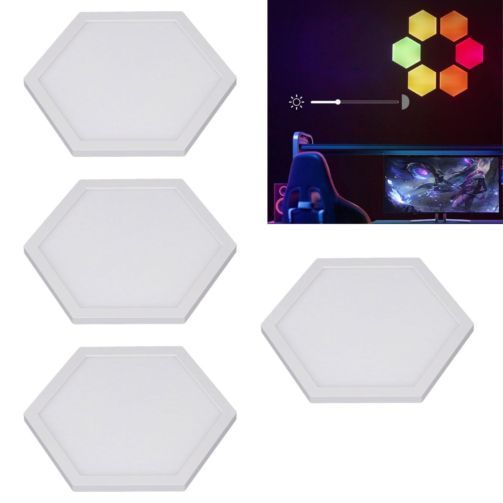 Focket Luces Hexagonales, Luces de Pared LED RGB de Sincronización de Música con Aplicación Inteligente y Control Remoto, Paneles de Luz LED Hexagonales Ensamblados con Bricolaje