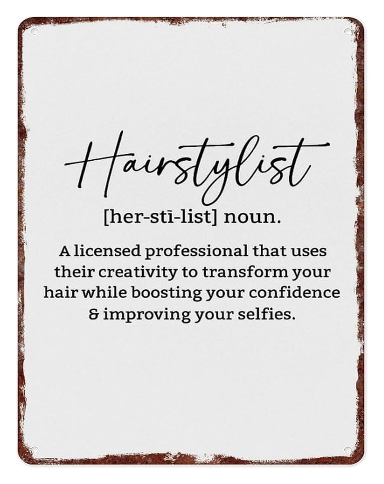 ZDVHOMCB Vintage Hairstylist Motto Metal Sign Humorous Wall-Art for Hair Salon Barbershop Home 8 X 12 in