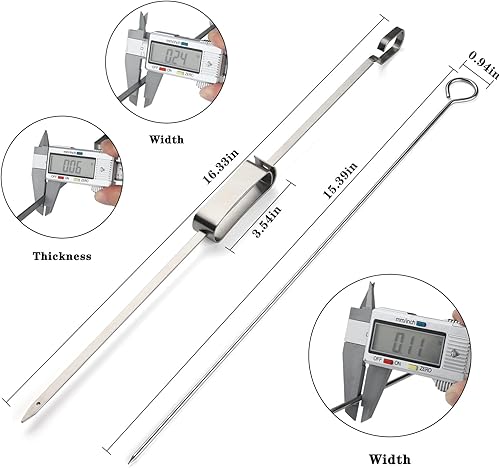 Miniatura 3 de Brochetas Kabob para asar brochetas de metal de 16 pulgadas con deslizador, pinchos reutilizables para barbacoa con bolsa de almacenamiento para