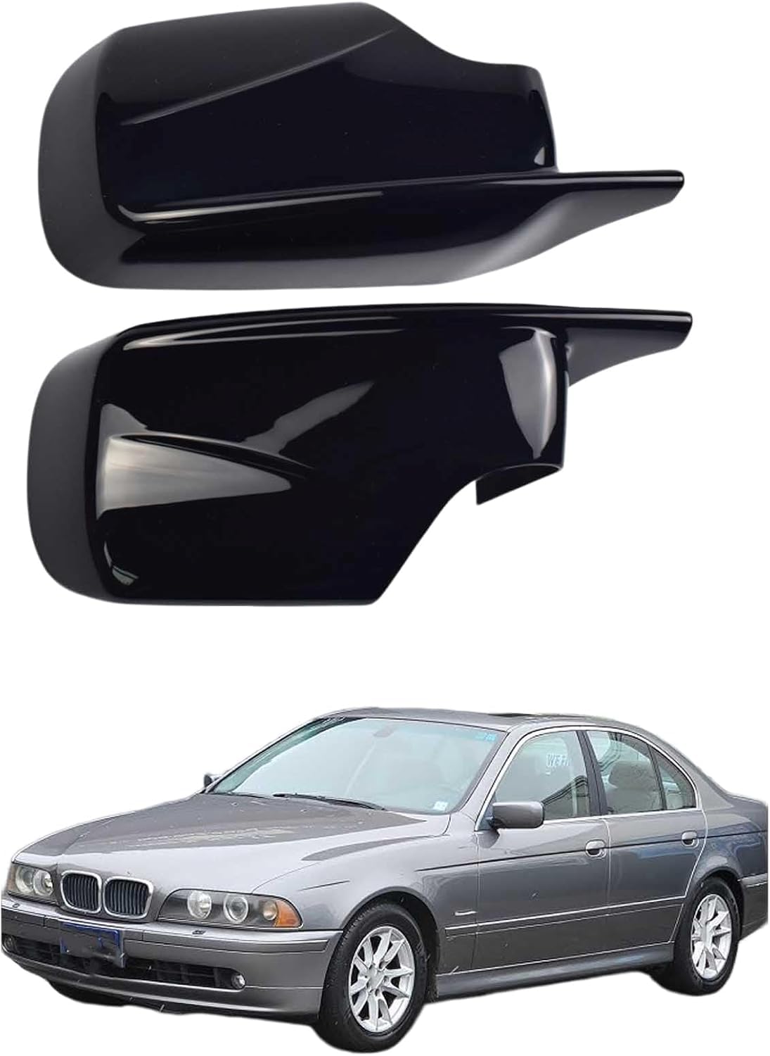 YIXINYI Side Wing Mirror Cover For BMW E39 1999-2000 528iT OEM: 51168238376 51168238375 Black, Car Left Right Side Rearview Mirror Cap Wing Replacement