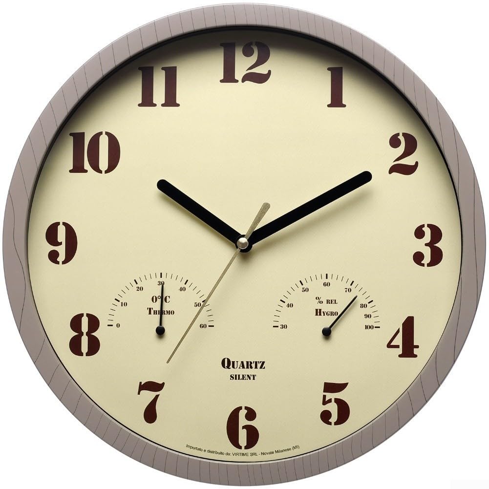 Kleine Outdoor-Uhren mit Thermometer und Hygrometer, 25,4 cm, leise, nicht tickende, analoge Wanduhr, für Terrasse, Veranda, Pool, wasserdicht, batteriebetrieben, Gartendekoration mit