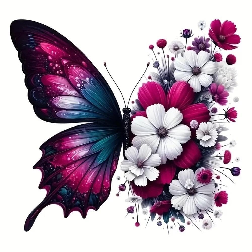Auto Accessory 6Inch Butterfly Floral Glossy Stickers Irregular Wing Flower Vinyl Decals