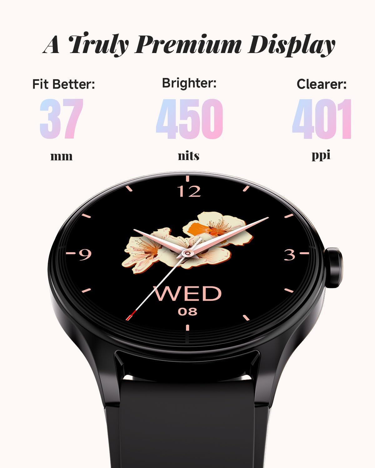 TOOBUR inteligentny zegarek dla kobiet, smartwatch kompatybilny z Androidem i iOS, odbieranie połączeń, śledzenie tętna