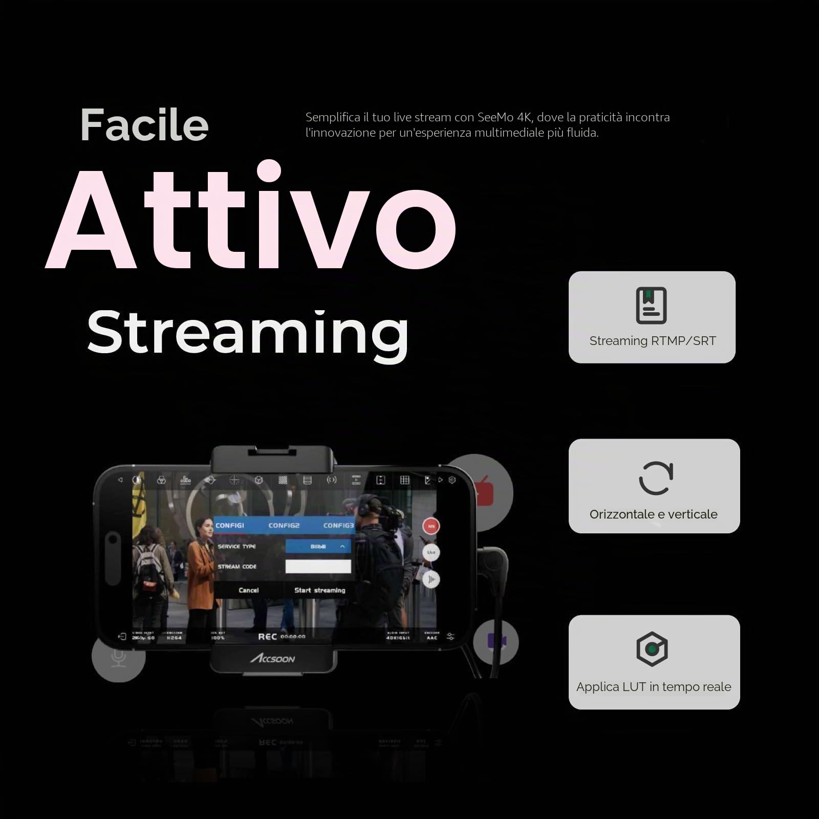 Accsoon - SeeMo Pro 4K per iOS - Adattatore di acquisizione video certificato MFI da HDMI a USB-C/Lightning