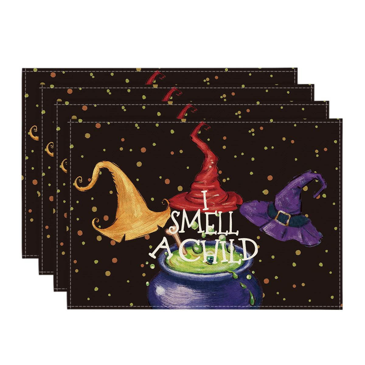Artoid Mode I Smell A Child Witch Halloween Placemats Set of 4, 12x18