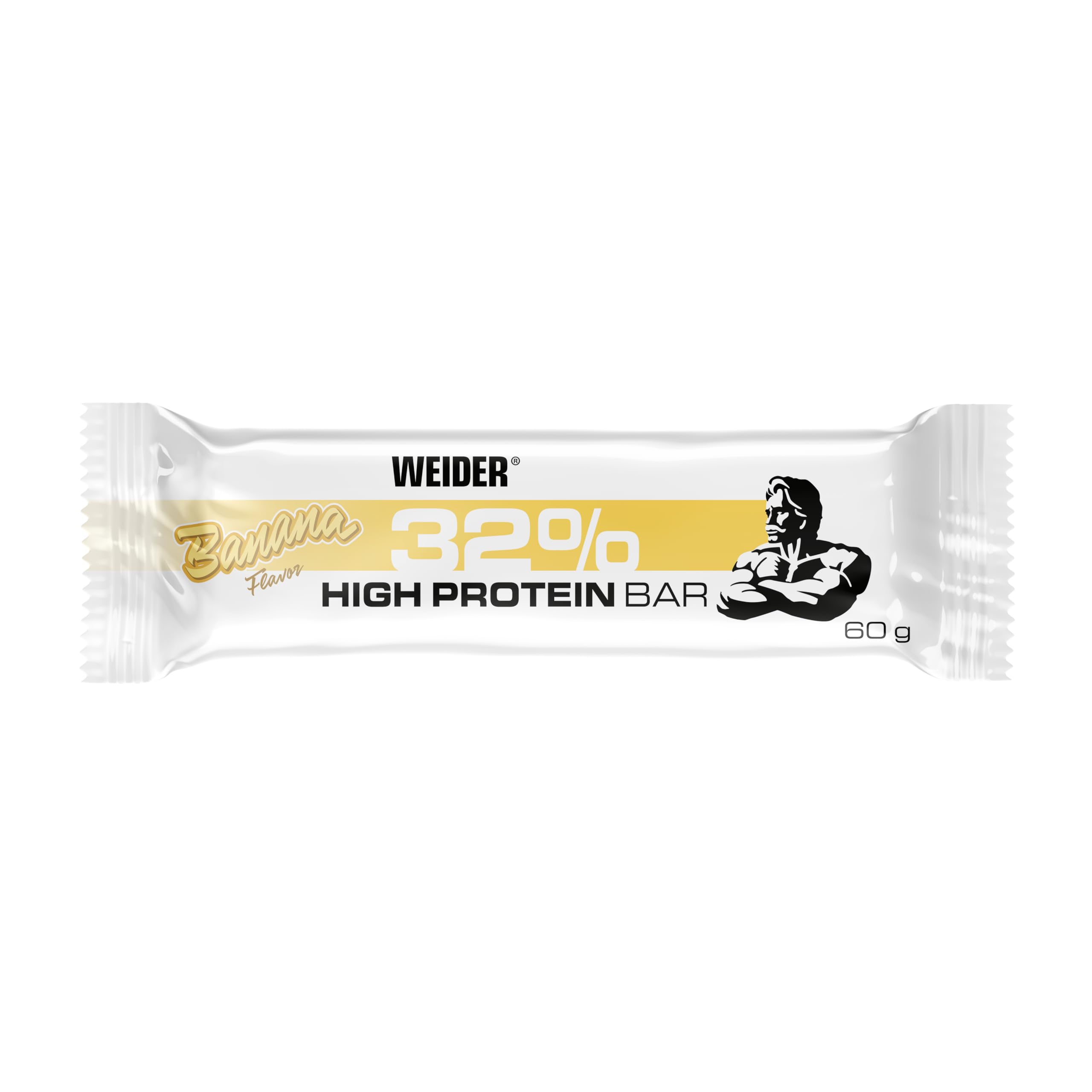 WEIDER 32% Protein Bar, délicieuse barre protéinée enrobée de chocolat fin, haute teneur en protéines, barre énergétique, snack musculation, Banane, 12 x 60 g