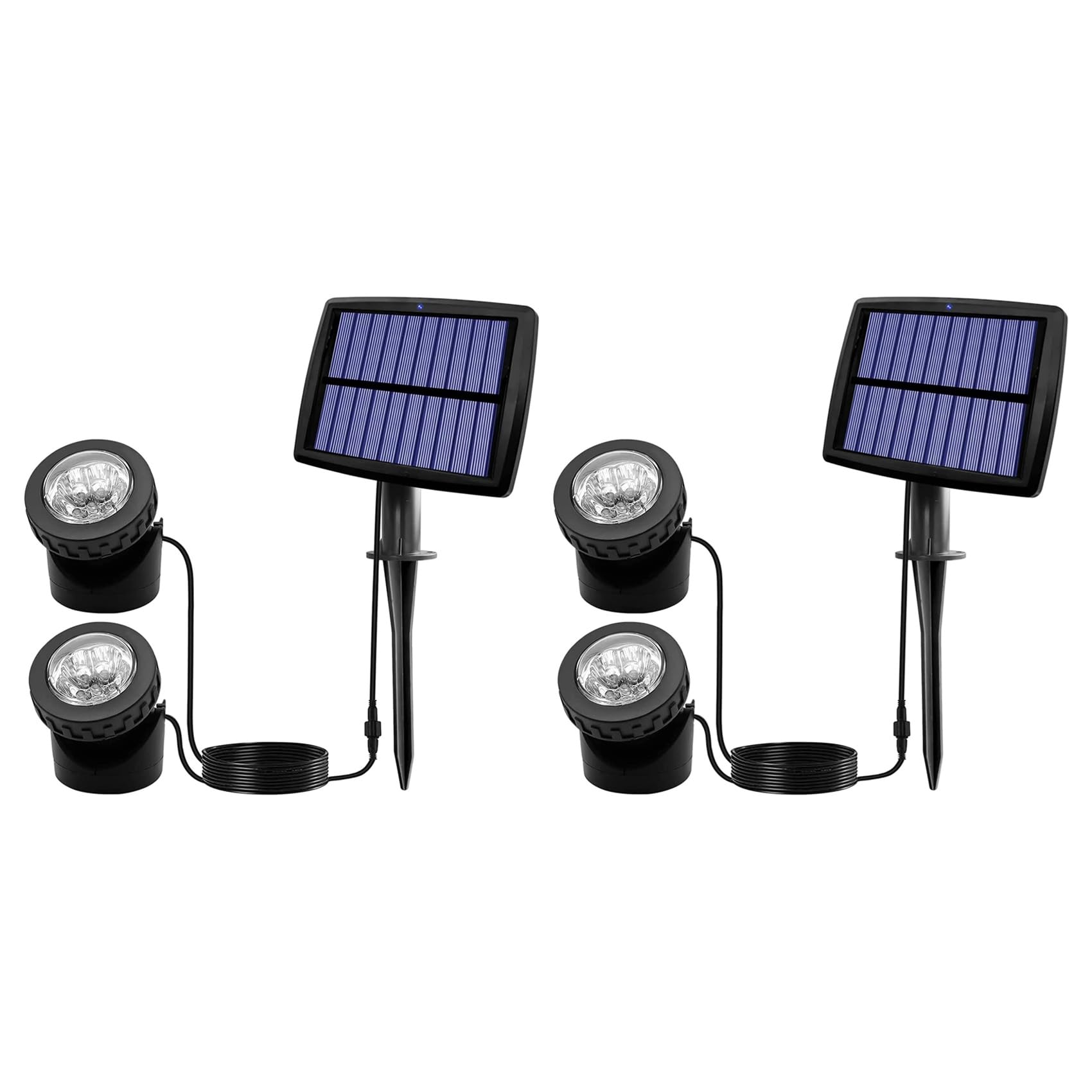 2X Faretti Solari per Laghetto, Luci Solari Subacquee A LED con Faretto Sottomarino Impermeabile A Doppia Testa per Illuminazione C