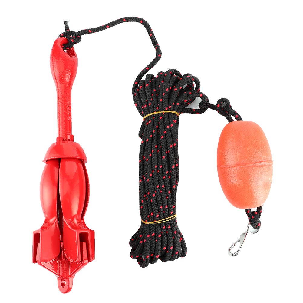 Kit ancoraggi pieghevoli 3,3 lb / 1,5 kg Grappolo universale in acciaio inossidabile rosso per piccole imbarcazioni, yacht, gommoni, kayak, moto d'acqua, canoe