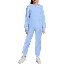 Teen Girl Clothes Soft Comfy Solid Long Sleeve Shirts and Pants Girls Outfits Size 6-14 Years Old Two-Piece Set