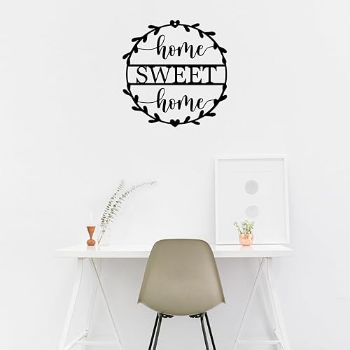 Miniatura 2 de Metal Home sweet home Sign Wall Art Decor for Gift Present Indoor Home Bedroom Living Room Decorations (Black 28 x 28 cm)