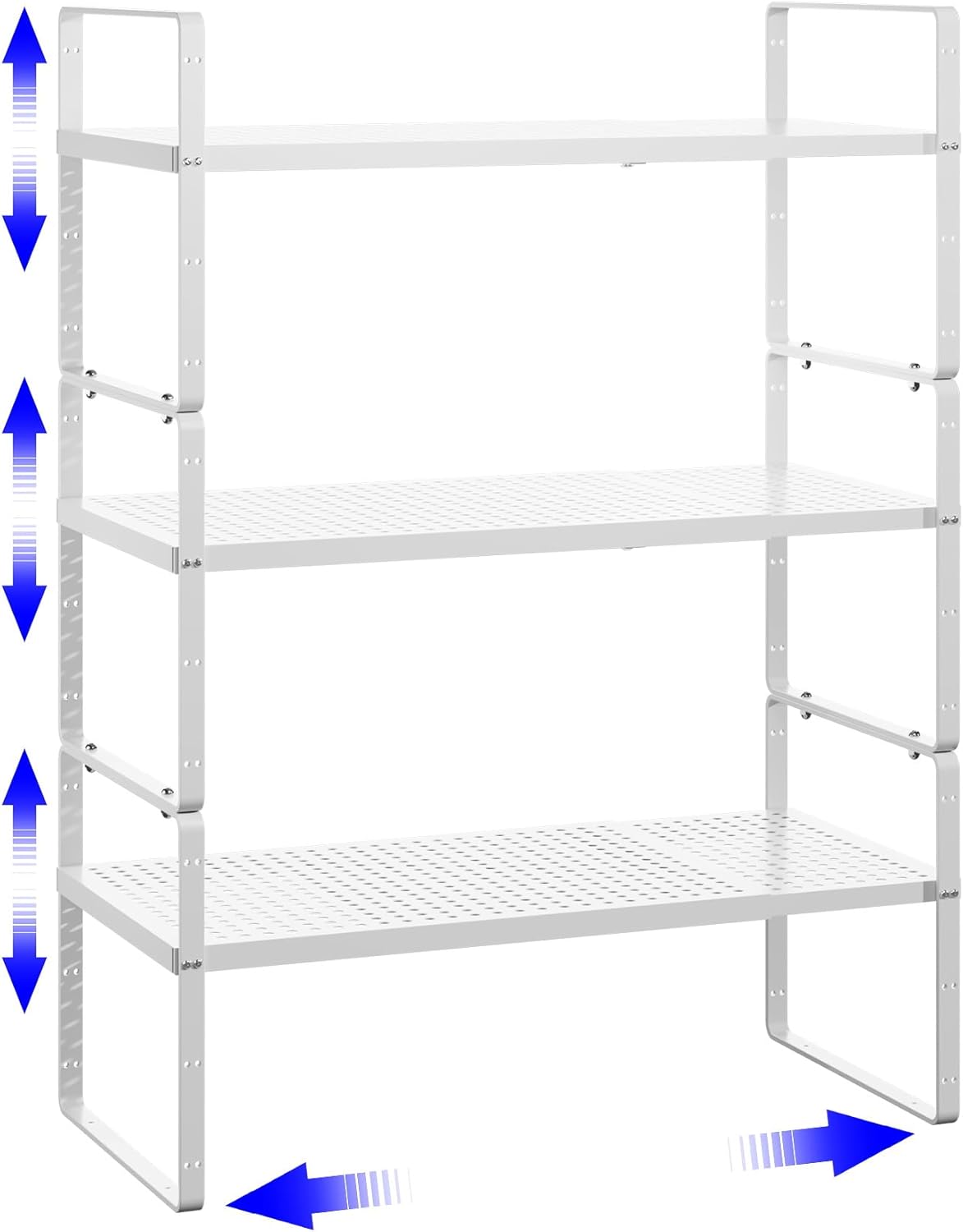 Expandable Kitchen Shelf Organizers, Kitchen Cabinet Organizer Stand Rack Organization for Countertop Cupborad Pantry, Black 1 Pack