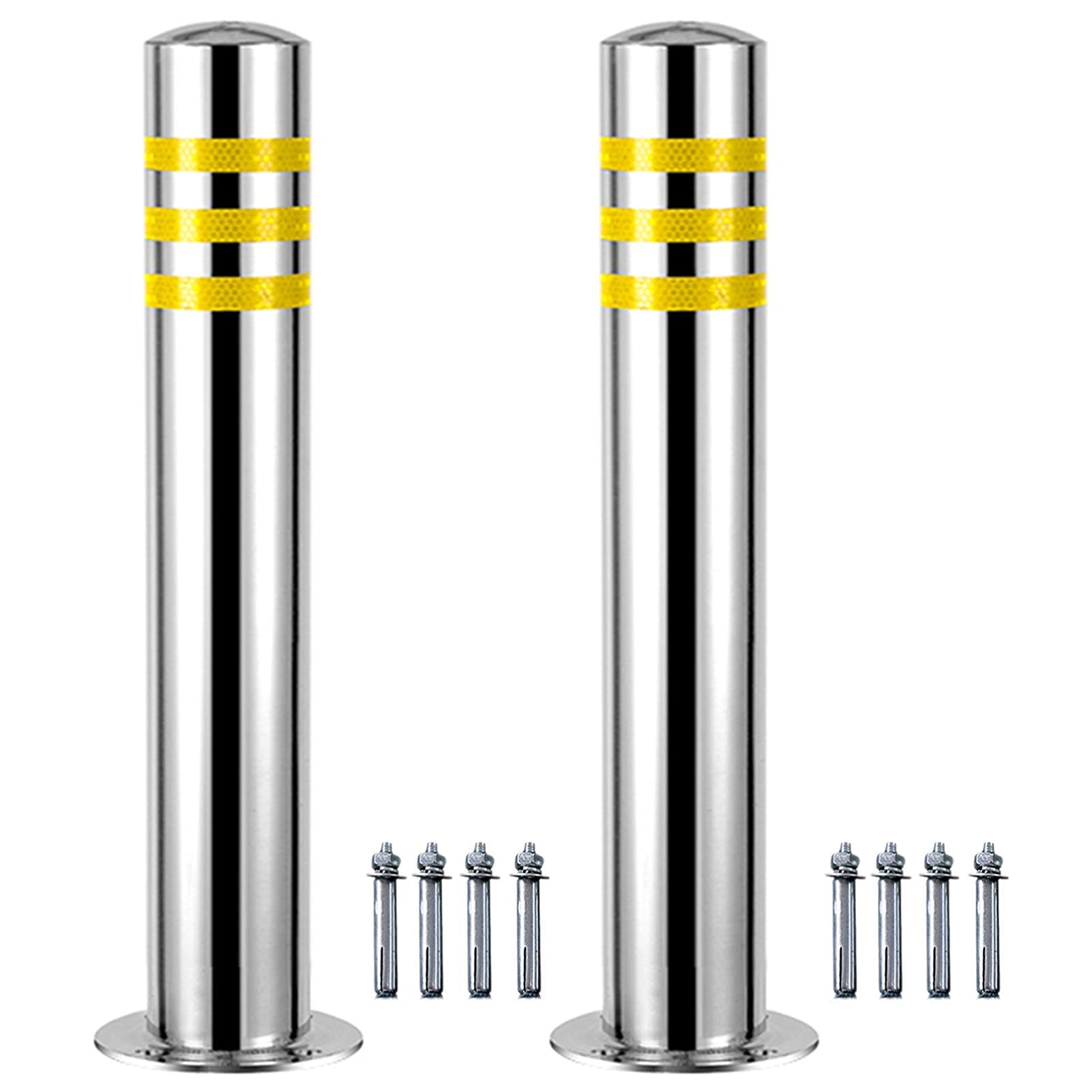 2 poteaux de sécurité Fixes en Acier pour allées, barrières de stationnement de 600/750 mm de Hauteur, bloqueur de Protection d'allée Anti-stationnement, bornes de sécurité en acie