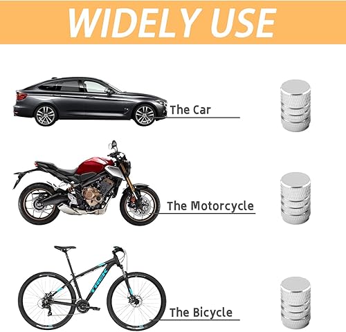 Miniatura 25 de Tapones de válvula de neumático de aleación de aluminio, 8 tapas universales para válvulas de neumáticos de automóvil, cubiertas universales