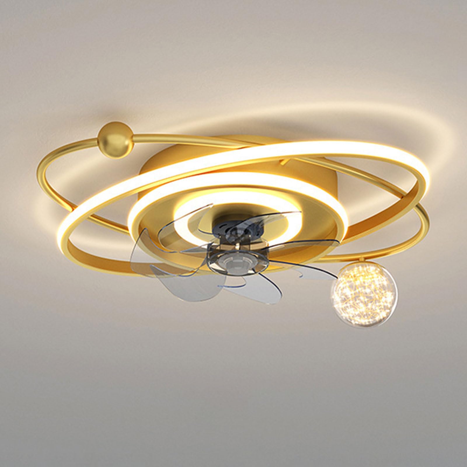 HXYSXHJUO Creative Ceiling Fans with Light Dimmable LED Close to Lights Remote Mute Fan for Bedroom Dining Room Lounge 21in Lighting 3 Wind Speeds