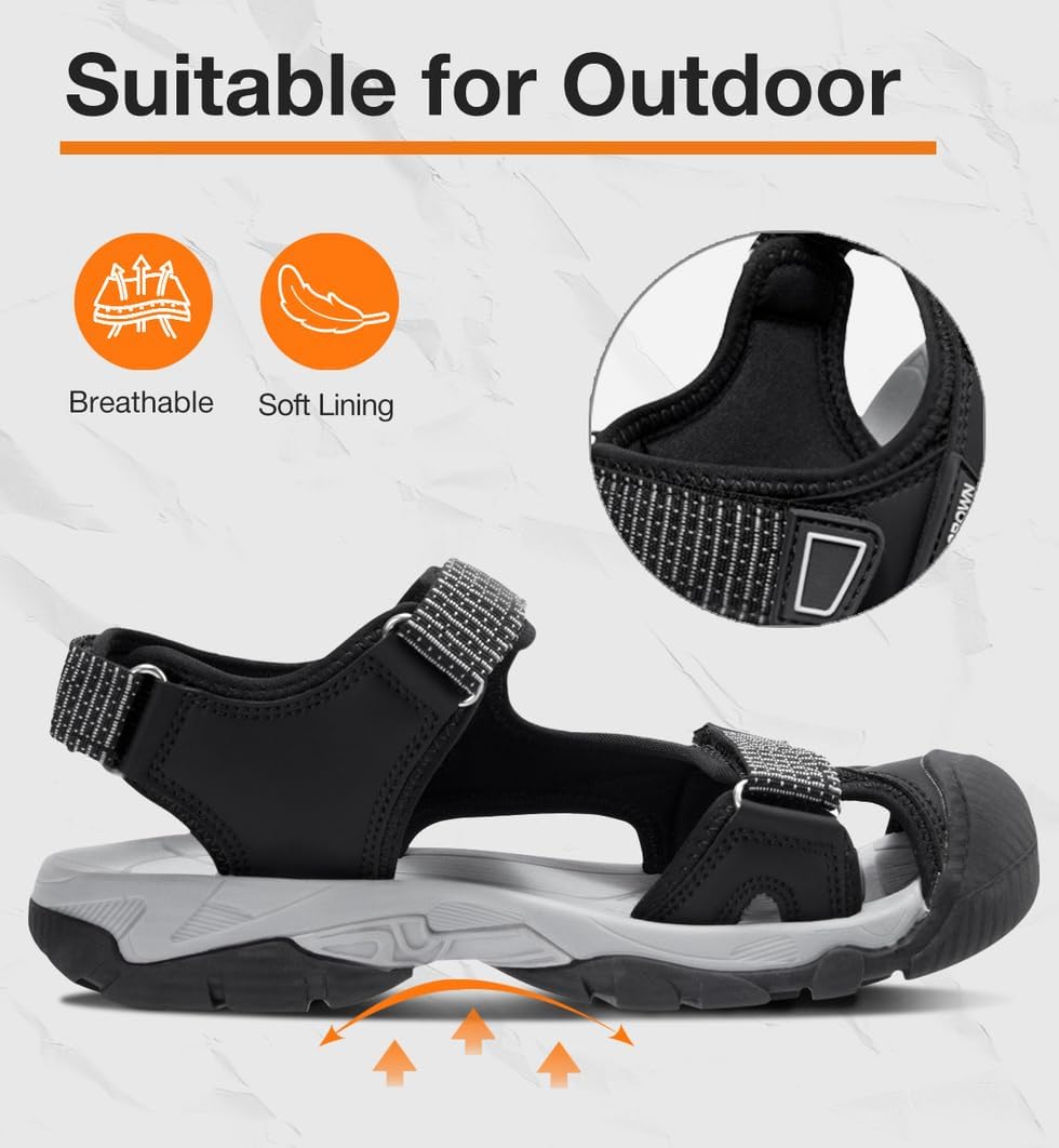 CAMEL CROWN Women's Hiking Sandals Waterproof Closed Toe Water Sandals Comfort Adjustable Athletic Outdoor Sandals for Summer Beach Hiker Trekking Camping - Image 7