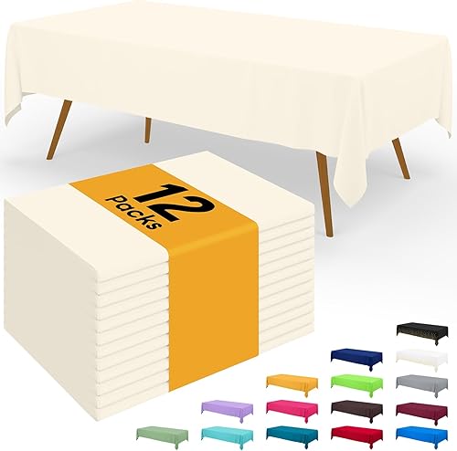 Miniatura 86 de Smiry - Juego de 6 manteles desechables, manteles rectangulares impermeables de 54 x 108 pulgadas para fiestas, mantel de plástico decorativo, a