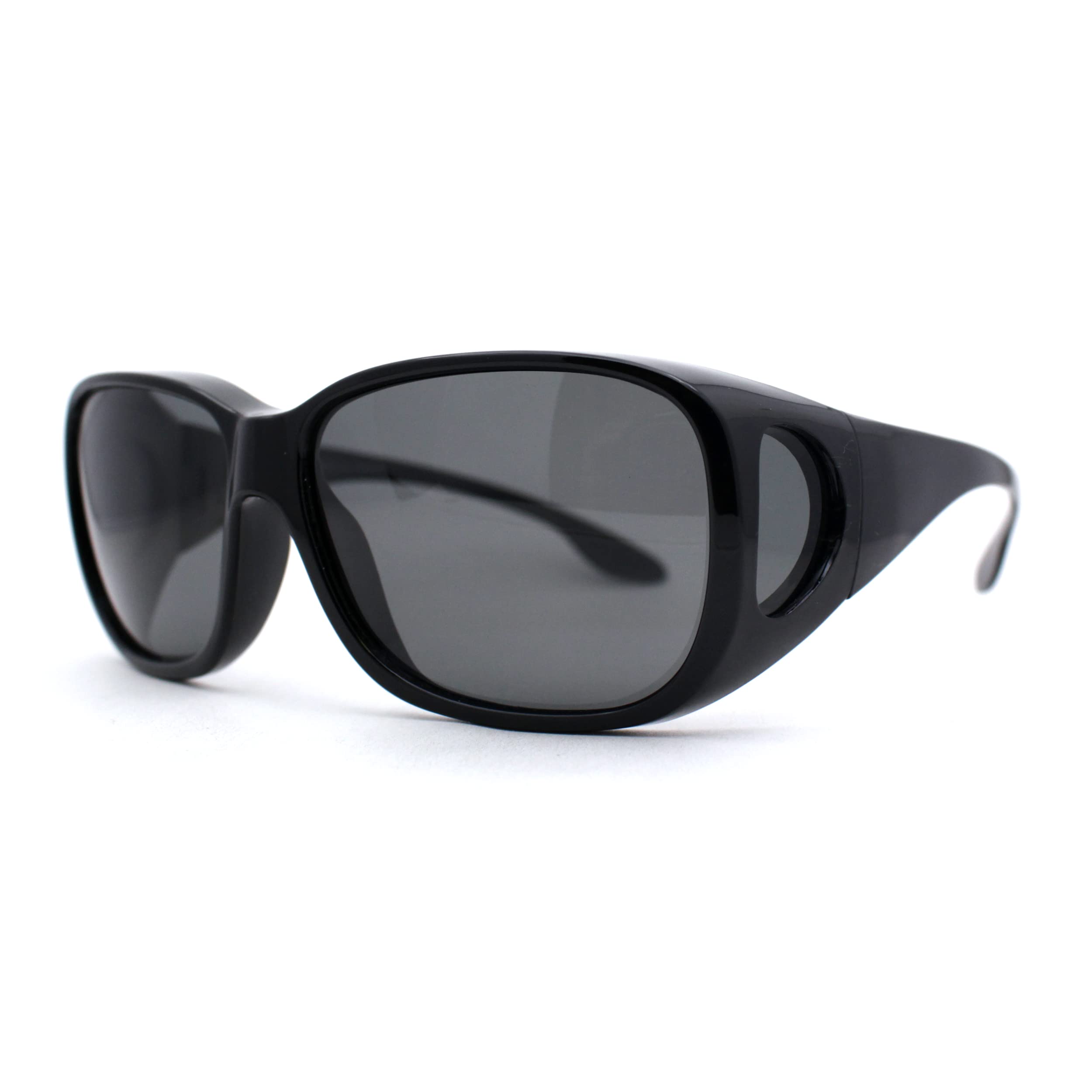 SA106Polarized Extra Oversized All Black Fit Over Driving Sunglasses