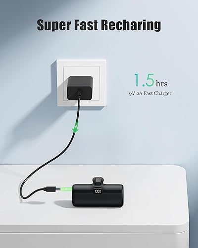 Miniatura 4 de Cargador portátil pequeño, mini banco de energía de 5000 mAh, 20 W PD bidireccional de carga rápida, compacto, esenciales de viaje compatible con