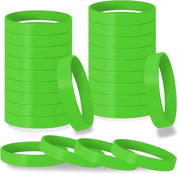 24 Pcs Green Silicone Bracelets Bulk Blank Color Rubber Wristbands for Men Women Teen Party Gifts