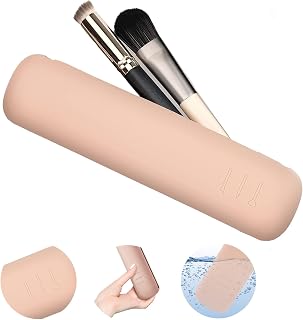 Silicone Travel Makeup Brush Holder,Trendy Makeup Brush Holder Cosmetic Face Brushes Holder Sleek Makeup Tools Travel Organizer Case for All Your Brushes, Waterproof, Portable, Soft