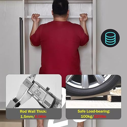 Miniatura 6 de Barra de armario de 60, 55, 48, 42, 36, 32, 30, 26, 22, 20, 16 pulgadas, barra de armario de largo, silenciosa y antideslizante, rectangular de