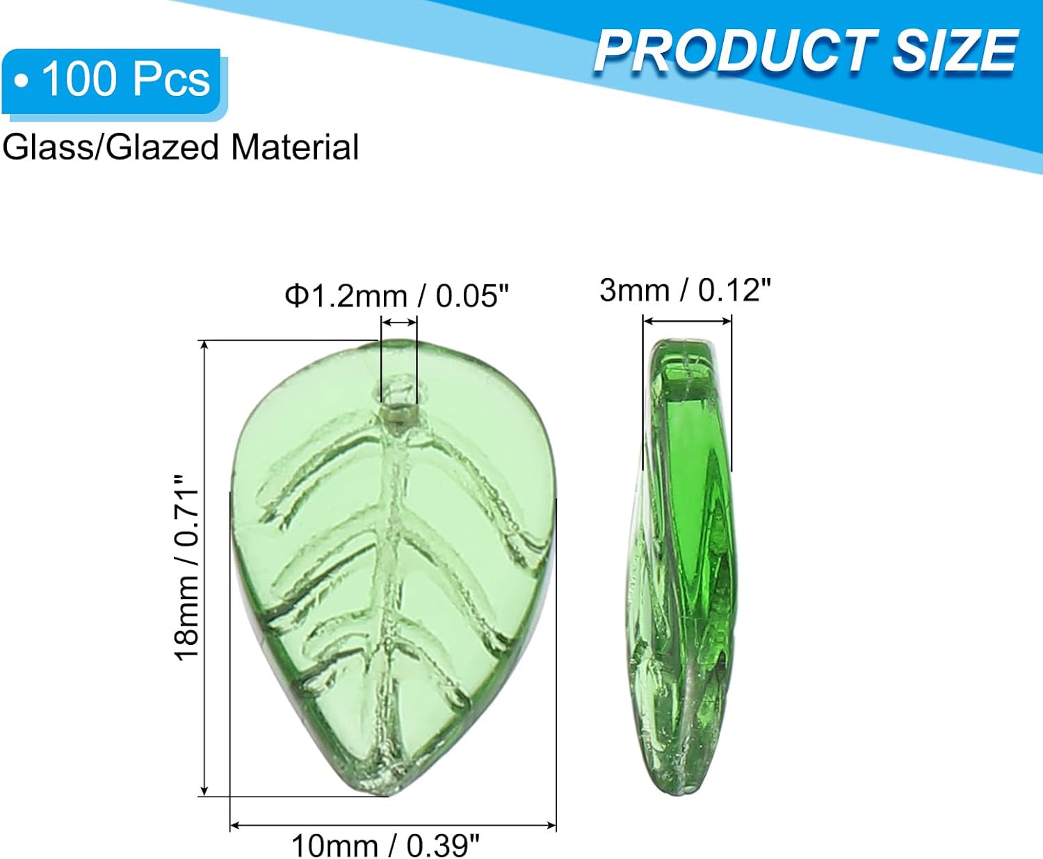 PATIKIL Leaf Beads, 100Pcs Crystal Colorful Leaf Beads Translucent Czech Glass Beads Spacer Bead for DIY Jewelry Making Bracelets Necklace - Image 2