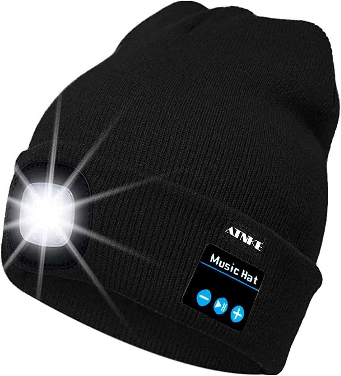 ATNKE LED Luminoso Bluetooth Gorro Sombrero, USB Recargable 4 LED Inalámbrico Musical Gorras Correr Super Brillante Impermeable Luz Invierno Cálido Regalos para Hombre y Mujer