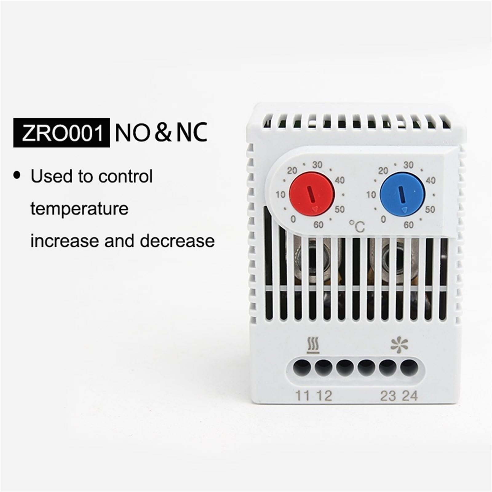 1 sztuka KTO011 KTS011 ZRO011 Mini termostat szafkowy kompaktowy mechaniczny regulator temperatury normalnie otwarty/normalnie zamknięty (ZRO011)