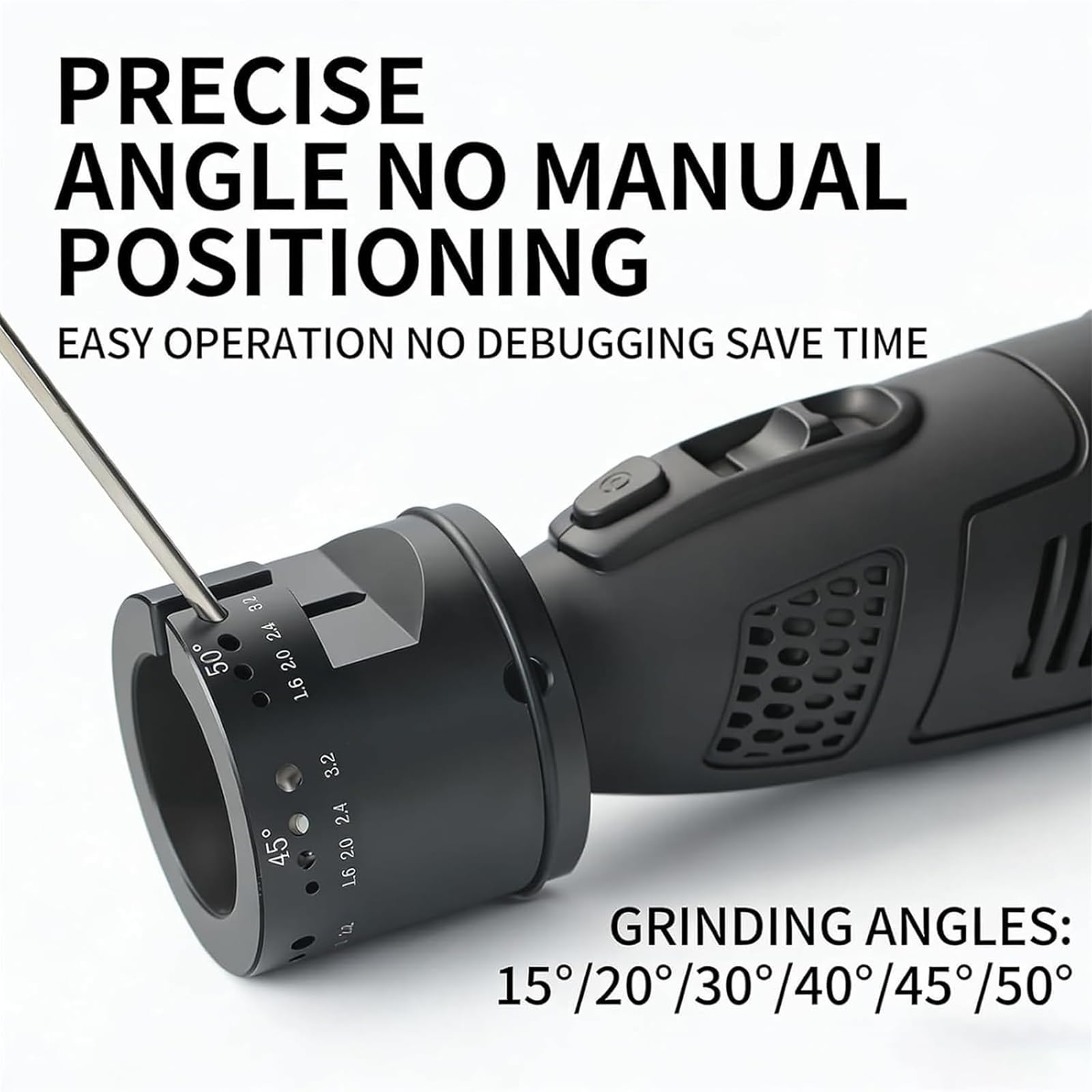 Afilador de electrodos de tungsteno, amoladora inalámbrica con 6 ángulos preestablecidos, se adapta a electrodos de soldadura de 1,6 a 3,2 mm, compatible con la mayoría de herramientas giratorias