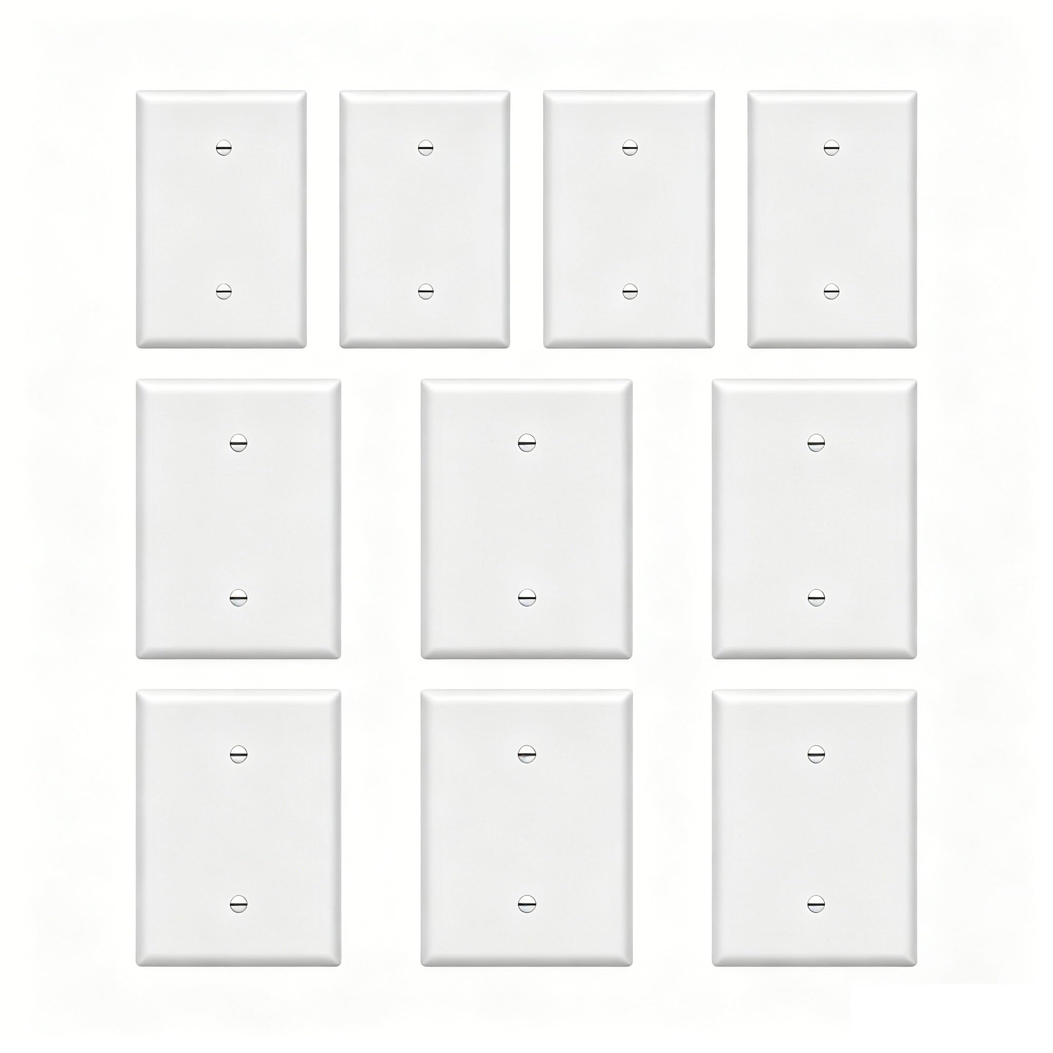ZEFTV Over-Size Blank Wall Plates 1-Gang 5.5" x 3.5" blank Switch Outlet Electrical Cover Plate Unbreakable Thermoplastic Faceplate for Light Receptacle Outlet Switch, White (10 Pack)