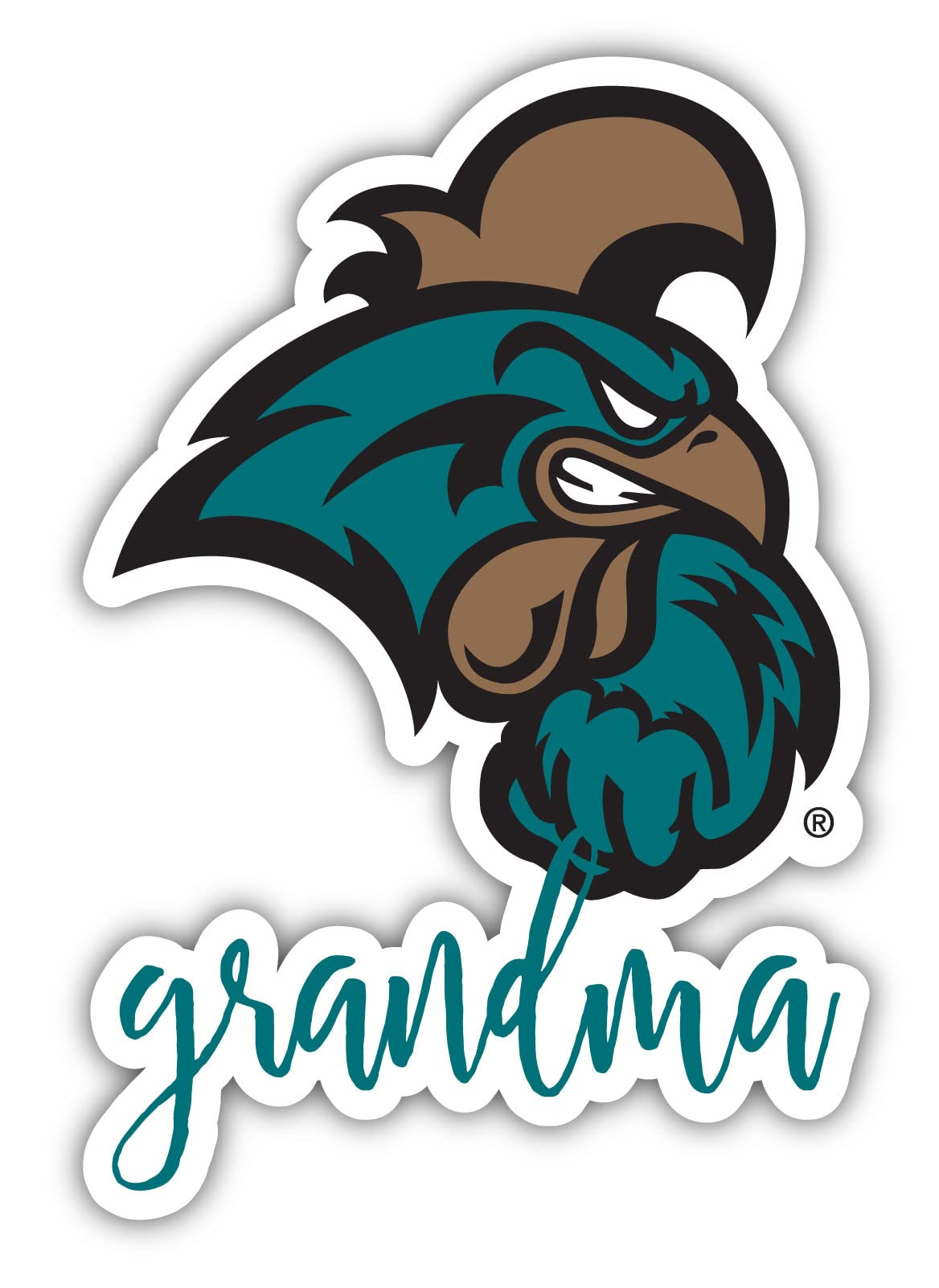 Coastal Carolina University 4 Inch Proud Grandma Decorative Decal Officially Licensed Collegiate Product