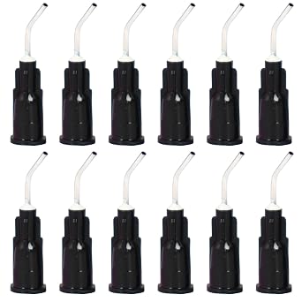 300 Pcs Black 19G Bent Blunt Tip Dispenser, Bent Flow Dispensing Tip, Disposable Bent Irrigation Tips, Applicator Tips, Great for Oil or Glue Applicator Black 19G