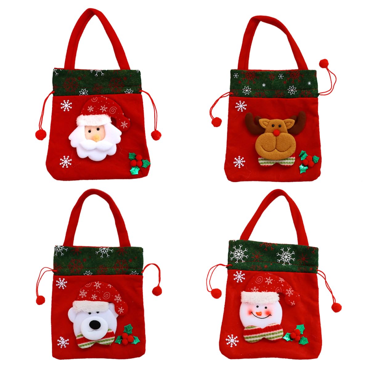 Didiseaon 8pezzi Sacchetti Di Natale Con Motivi Di Cartoni Animati Tote Pratico Per Caramelle Sacchetti Portatili Per Feste e Organizzazione Domestica