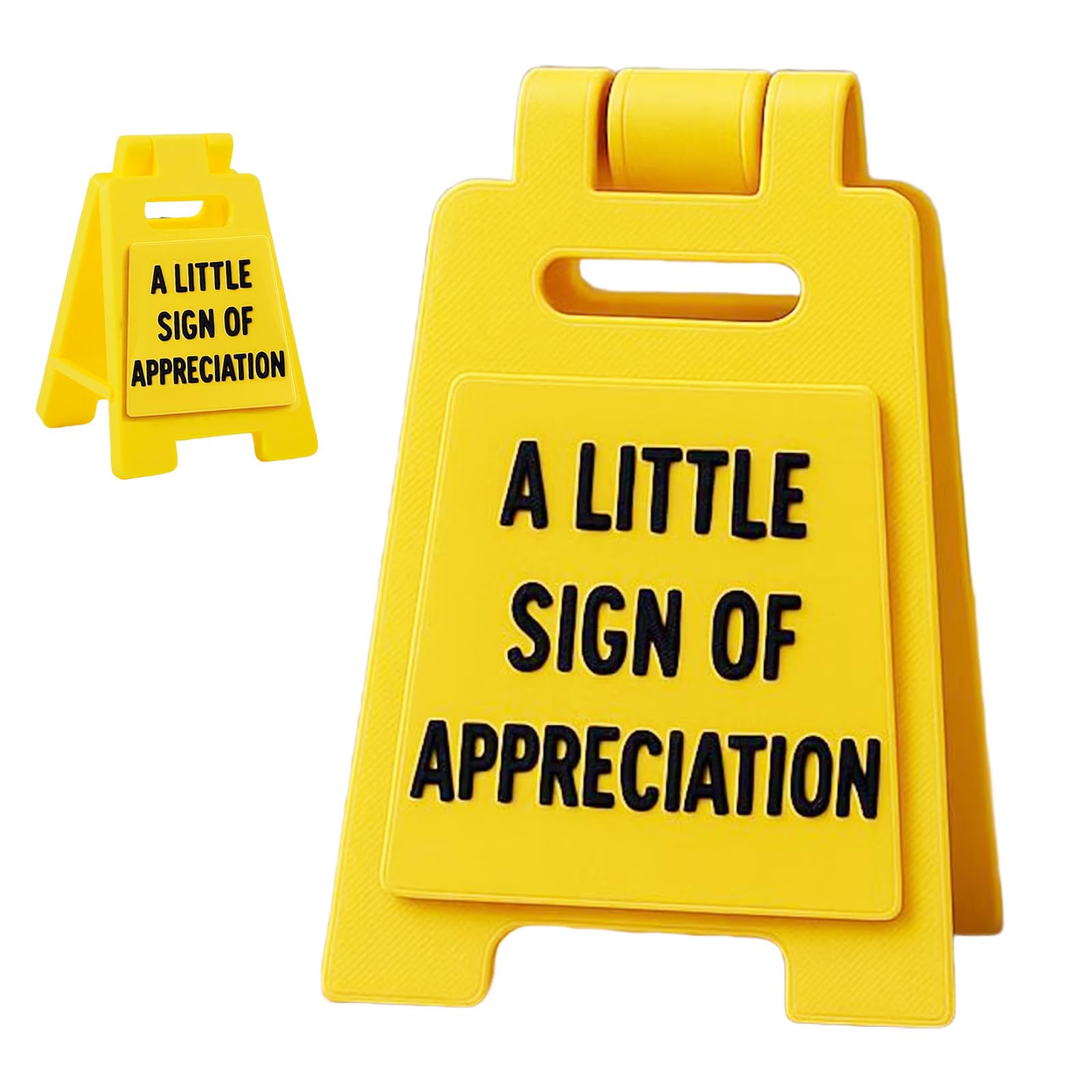 Aikobaa Yellow Mini "A Little Sign Of Appreciation" Desk Token | Small Thank You Sign For Colleagues, Teachers & Friends | 5.5X3.7cm Novelty Appreciation Gift