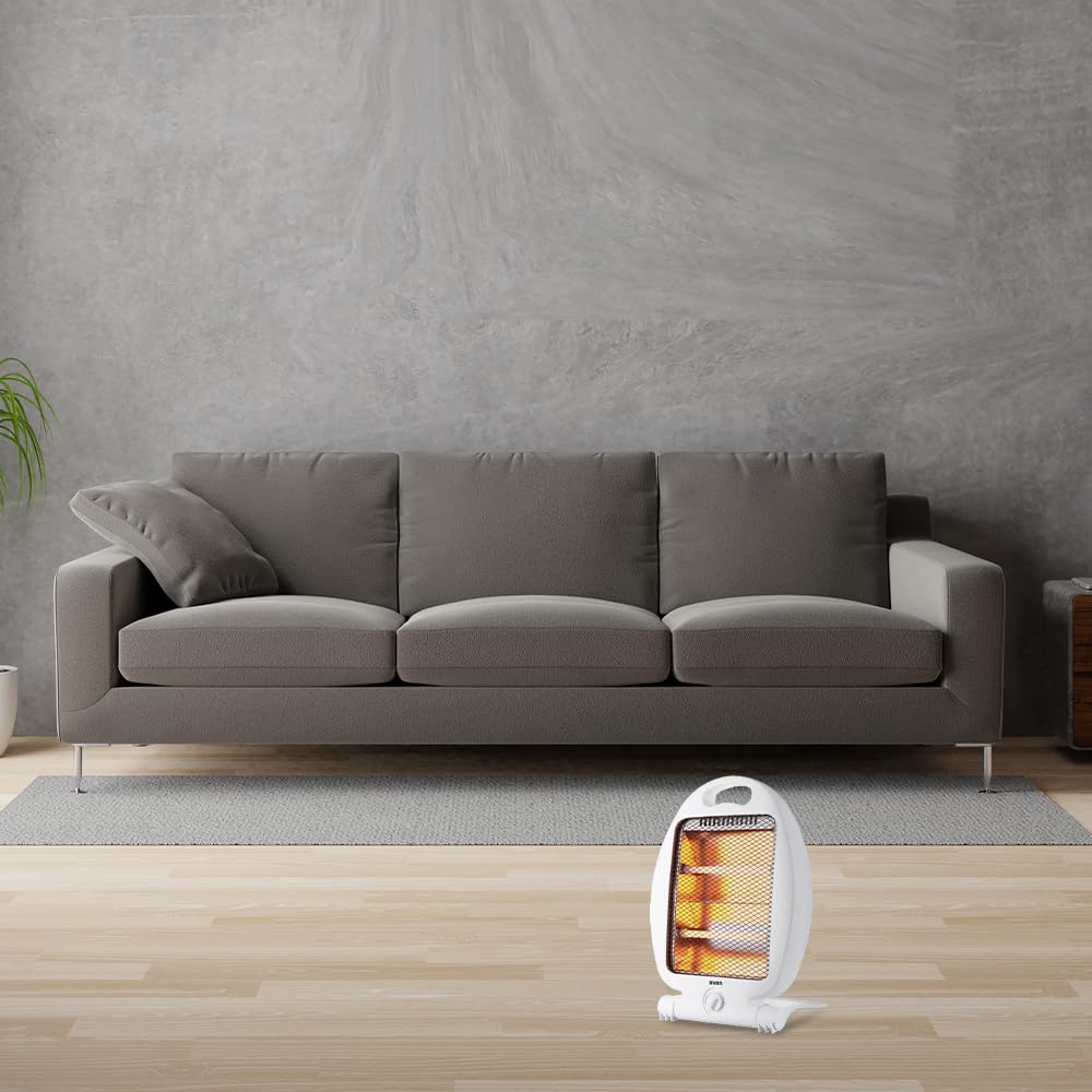 Svan Estufa Eléctrica Bajo Consumo Blanco, 2 Niveles de Potencia, SVCA603EH. 800 W. Termostato Regulable, Calefacción por Tubo halógeno, Soporte con Base