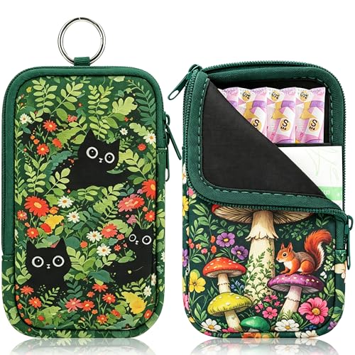 Image of KJQJLY 2 Pack Portable Tampon Organizer Bag Tampon Holder & Storage Case with Zipper for Travel, Discreet Period Bag for Purse, Waterproof Feminine Products Pouch for Women (Cats & Squirrels)