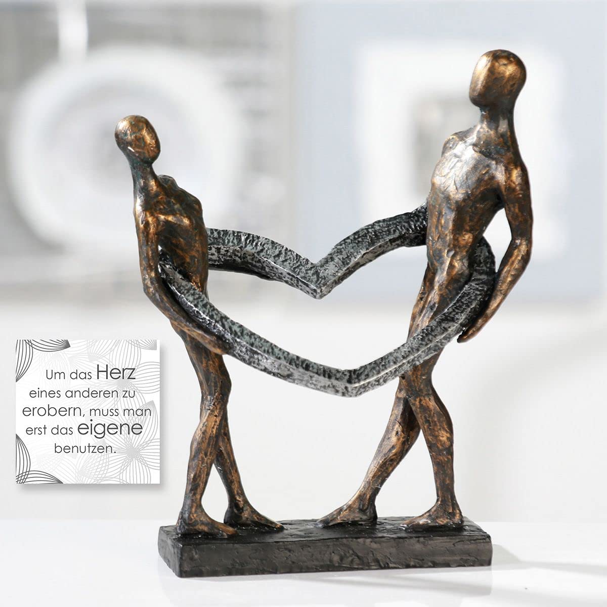 MF Gilde Skulptur UNZERTRENNLICH bronzefarbenes liebes Paar Herz Figur Höhe 31cm EIN muss für jeden Romantiker