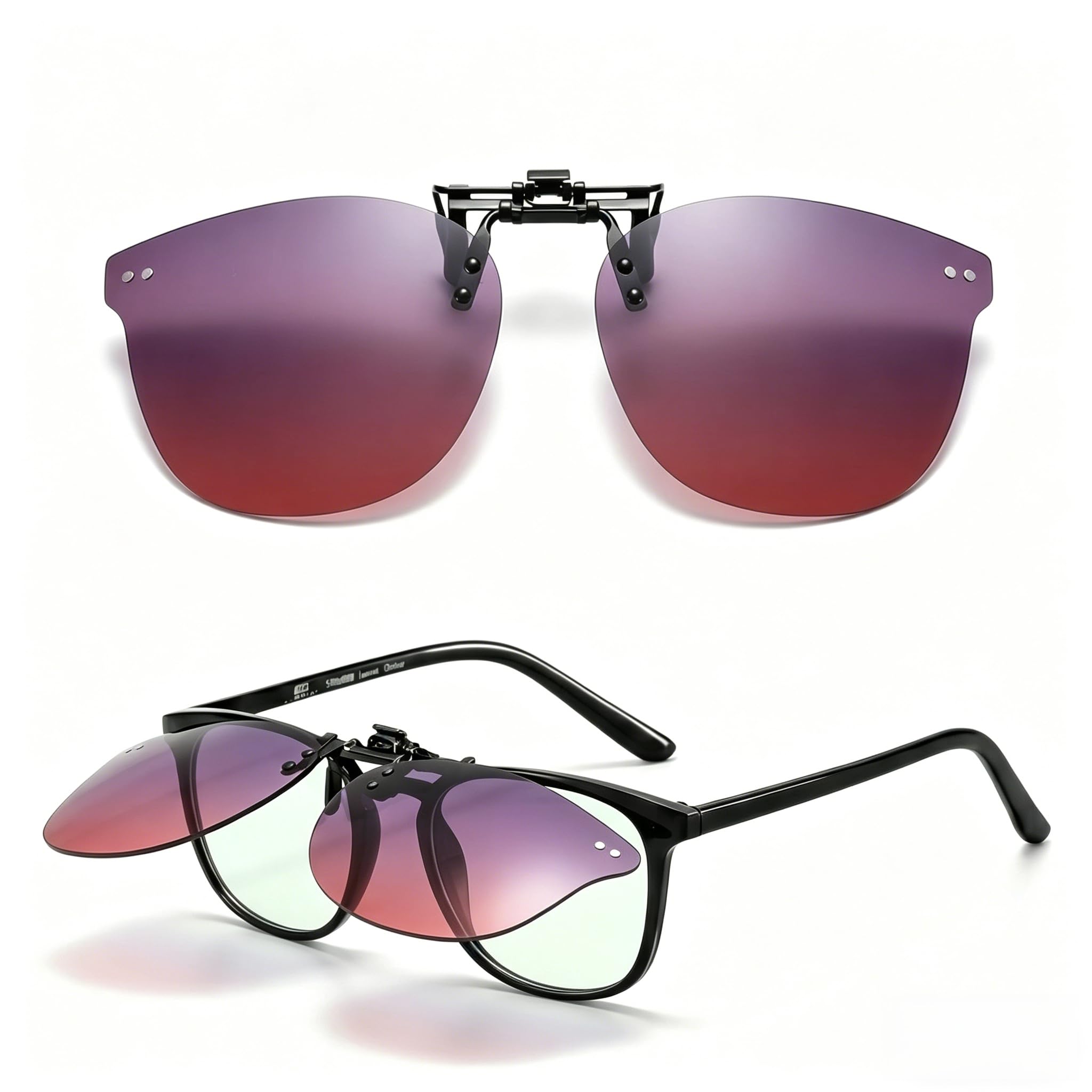 EBJDE Kids Polarized Clip on Sunglasses Over Glasses for Boys Girls Square Flip Up Clip-on Sunglasses Over Glasses