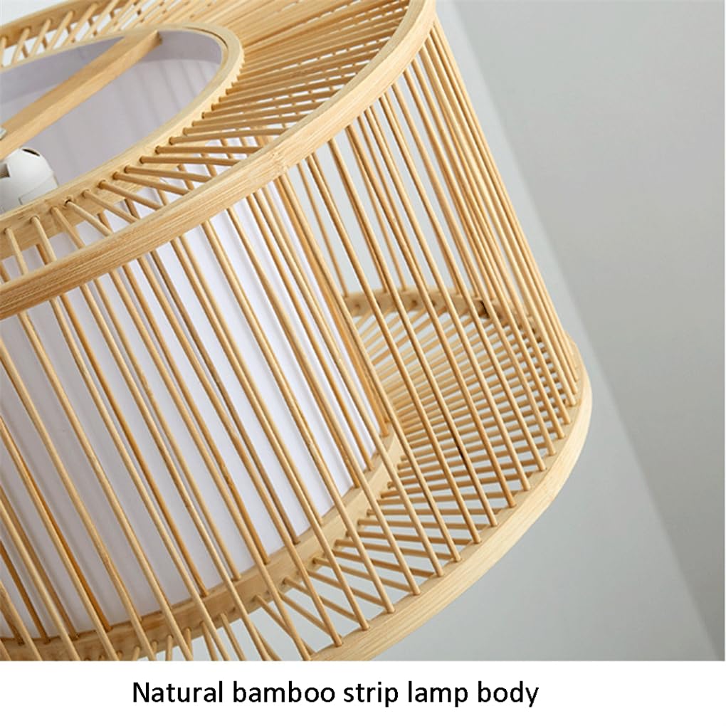 Drewniana lampa wisząca z 1 światłem Minimalistyczna lampa wisząca z bambusową ramą nordycka lampa dekoracyjna do pokoju lampa sufitowa do jadalni
