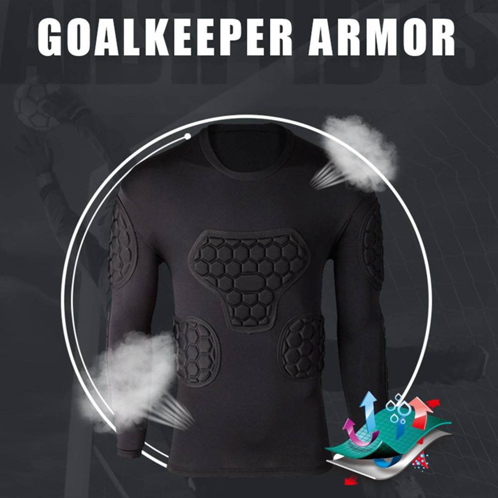 Camiseta de Compresión de Fútbol con Protector de Costillas para Fútbol, ​​Rugby, Ropa Deportiva, Protección Profesional para El Pecho.