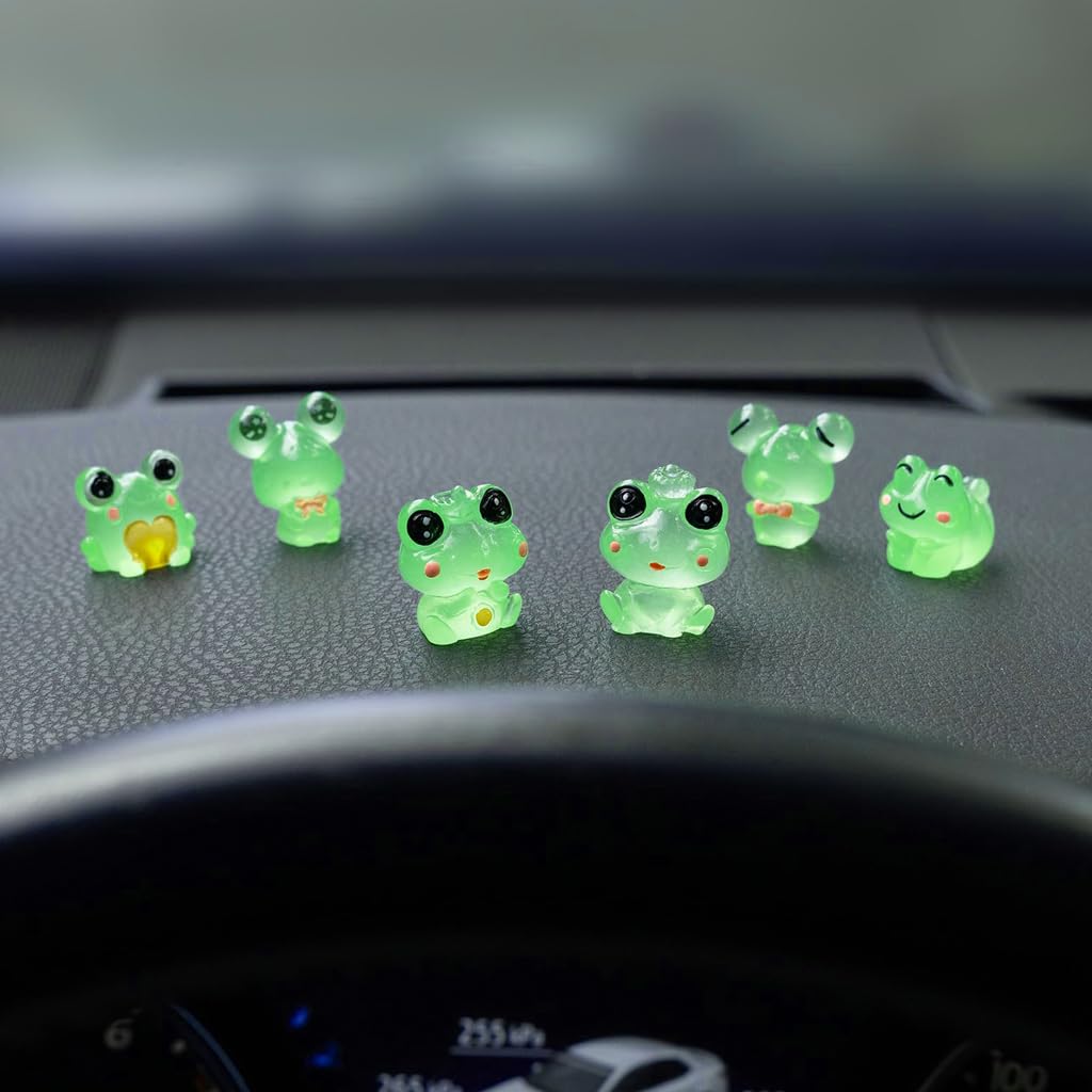 STHIRA® Luminous Frog Car Dashboard Decor, 6PCS Fun Frog Car Dash Decorations Rear View Mirror Ornament-image-4