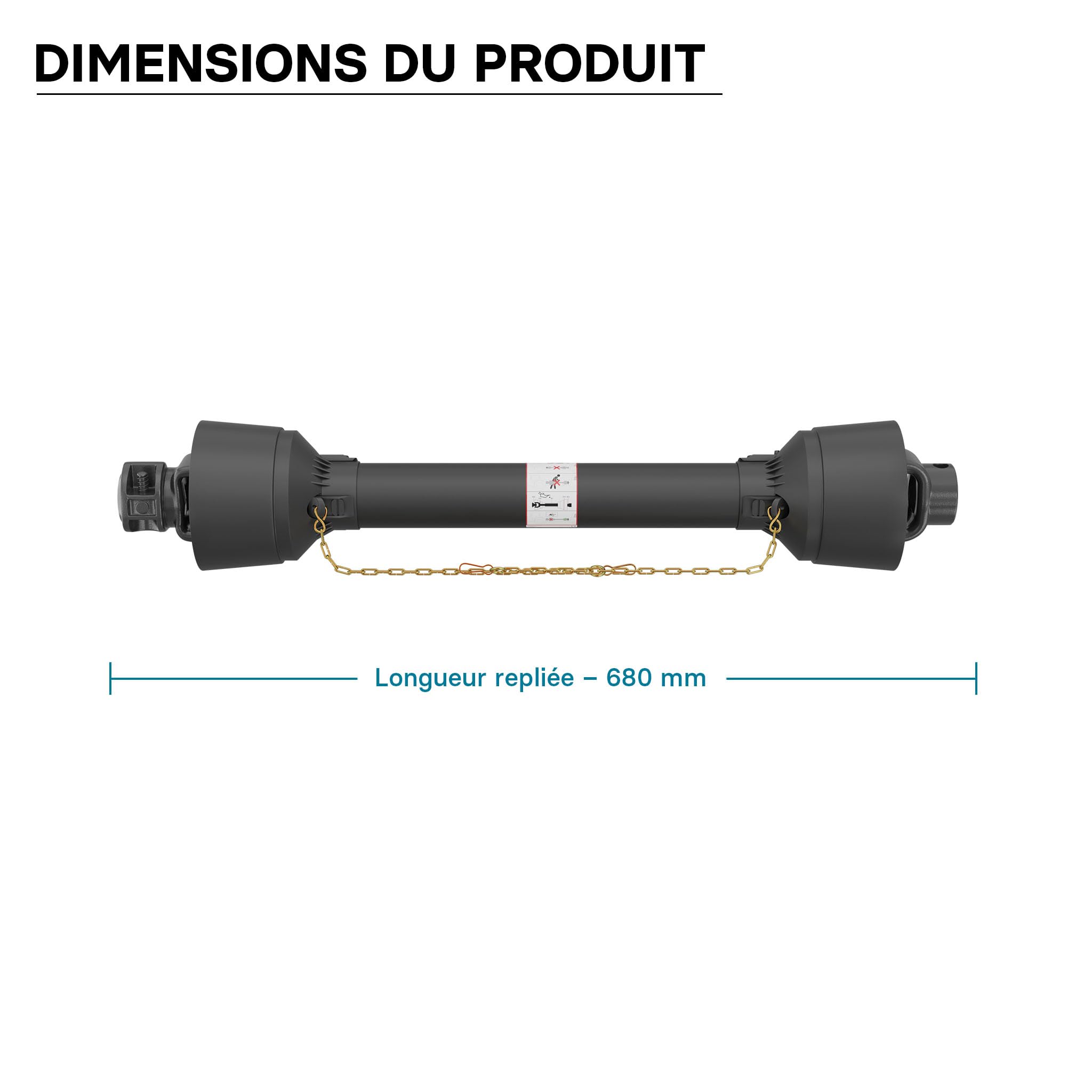 WilTec Arbre de Transmission T1 Cardan 680mm 210Nm 540tr/min Prise Force 18kW (25CV) 2X 1 3/8" 6 Dents