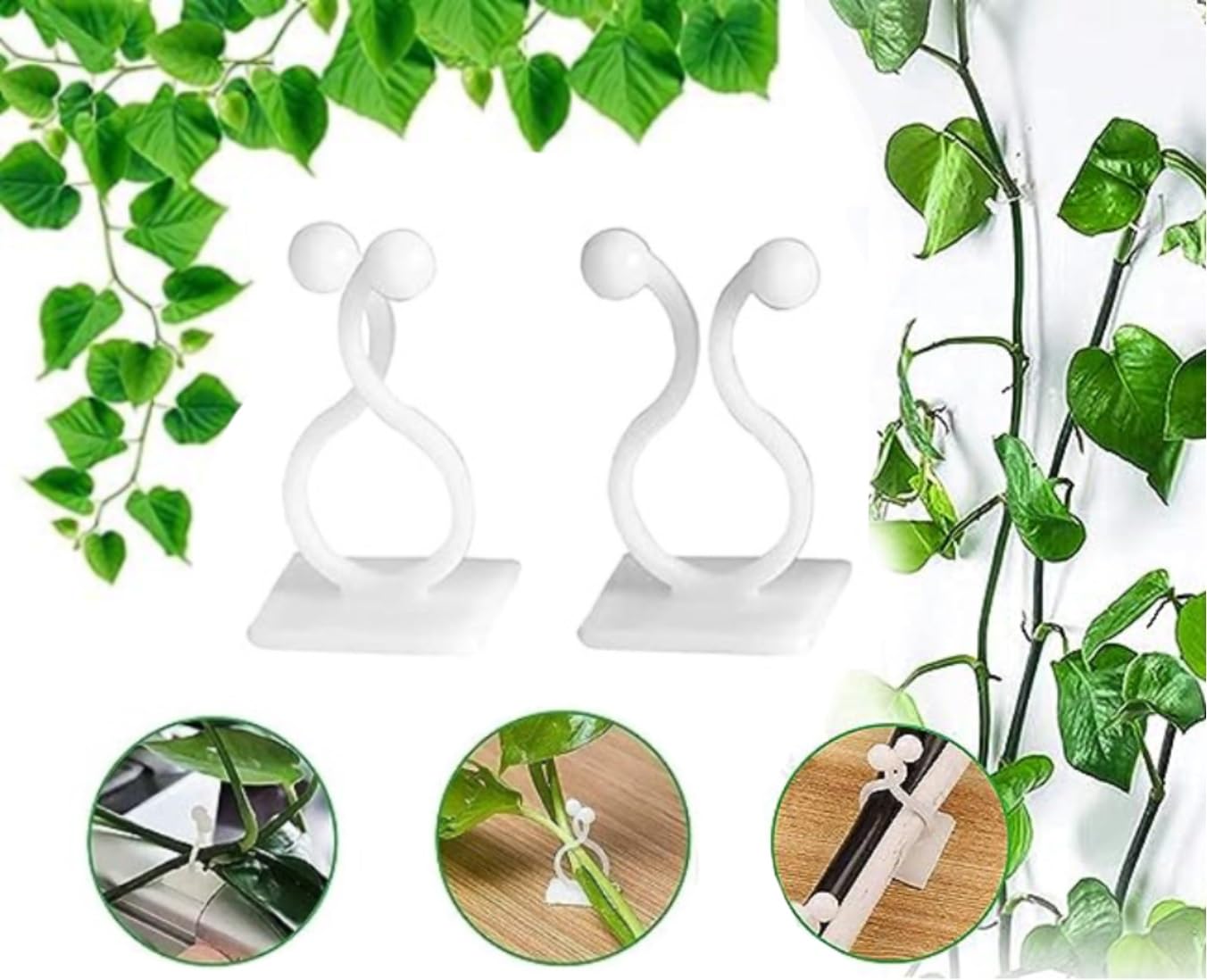 Plant Support for Climbers, 60 Pcs Trellis for Climbing Plants Effective Holder for Wall Plastic Clips for Wall Support, Garden Accessories for Home and Balcony Decor (Green)