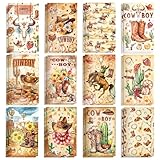 24 Pieces Small Mini Notepad Western Cowboy Memo Books, 12 Designs (2 of Each)β16 Lined Pages Pocket Memo Pad, 3.15x4.92 Inch Cowboy Boots, Hats Mini Notebook for Home,Office,College,School Supplies