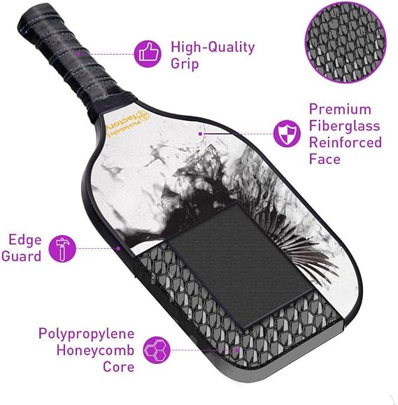 Pickleball Paddle Set, Pickleball Racket Set Gu EagleUSAPA Approved Pickleball Racket 2 Pickleball Racket Balanced Paddle Case and Grip Tape LLY