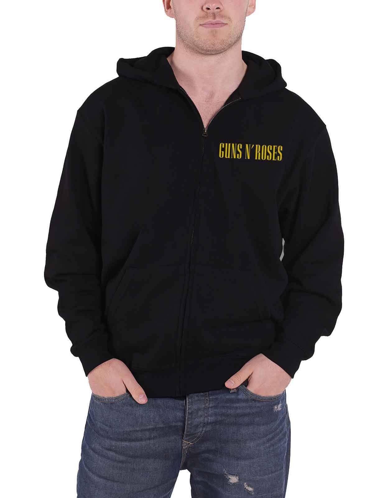 Guns N' Roses Felpa Con Cappuccio Classic Band Logo Nuovo Ufficiale Uomo Nero