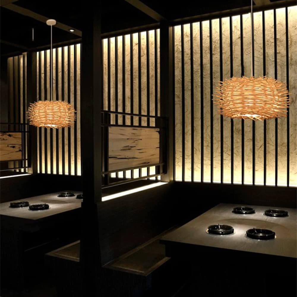 Candelabro Nido Pájaro Mimbre Redondo Irregular Luz Ratán Hueca Beige Brillo Lateral Araña Bambú Natural Tejida Mano Accesorio Iluminación Clásico Sombra Antigua Linterna Techo Diseño Creativo