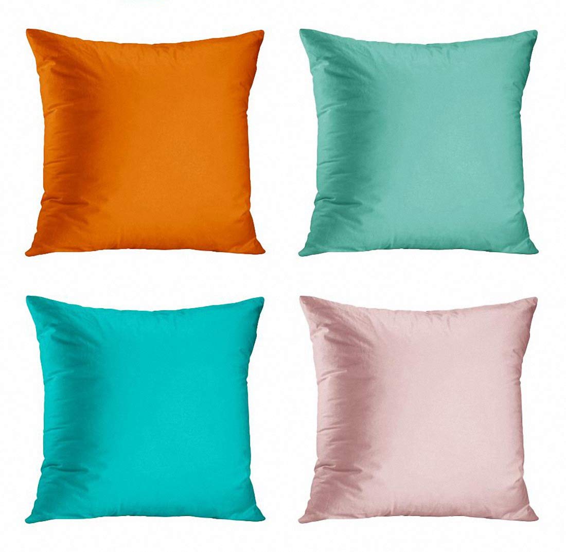 Amazon Com Artsocket Set Of 4 Throw Pillow Covers Red Solid Orange Color Plain Modern Turquoise One Single Pattern Text Initials Decorative Pillow Cases Home Decor Square 18x18 Inches Pillowcases Home Kitchen