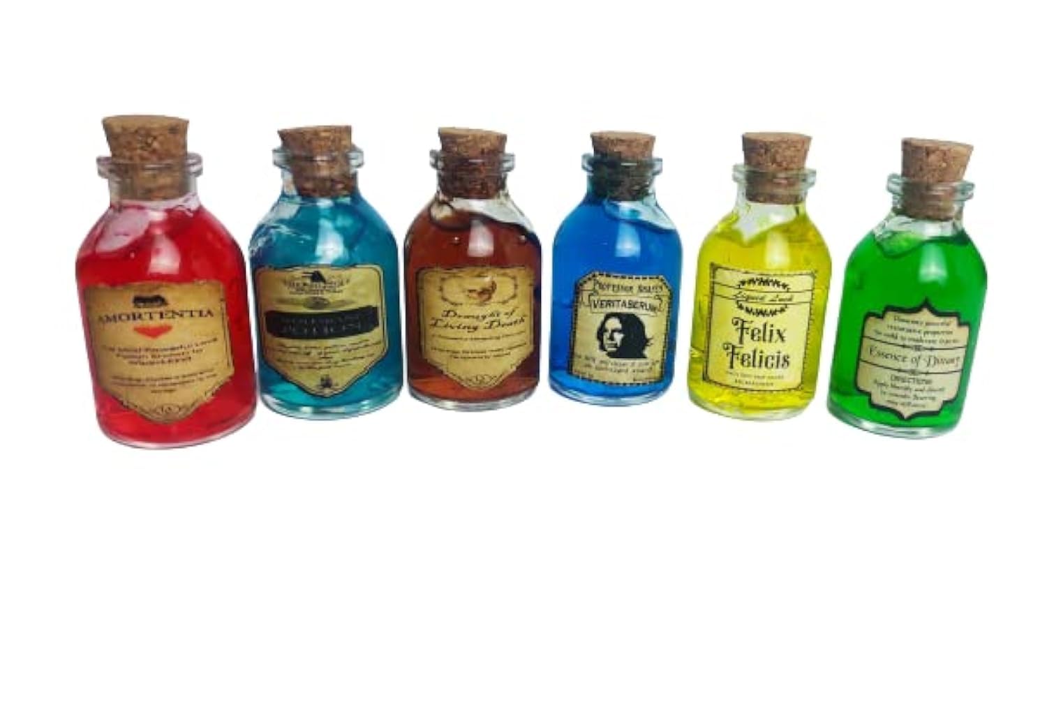 TheDarknessUnicorn 6 sixes Potion Set Halloween Handmade Magic Magician Potions Collectible Full Fan Set Cork Little Bottles Gift Tiny Jars Vials